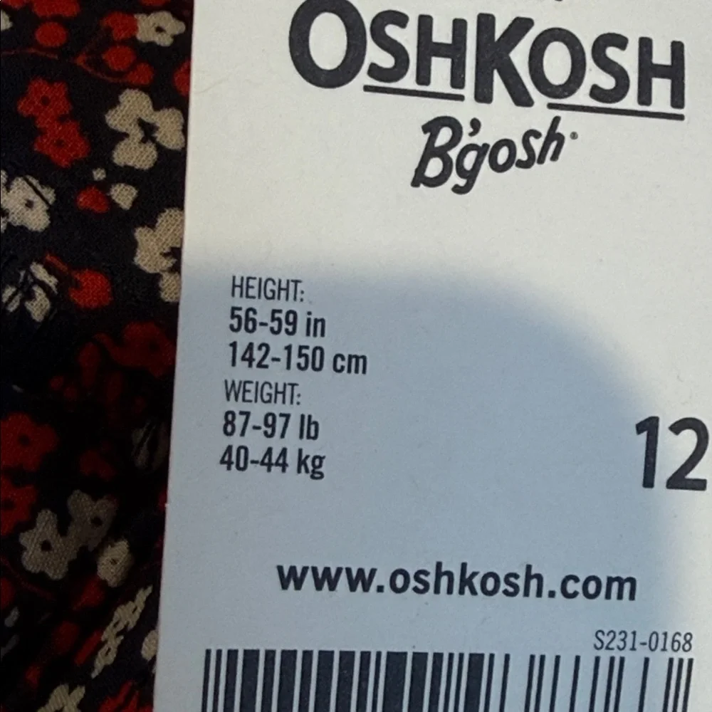 OshKosh B'gosh Red Floral Button-Front Girls' Tunic (12) NWT